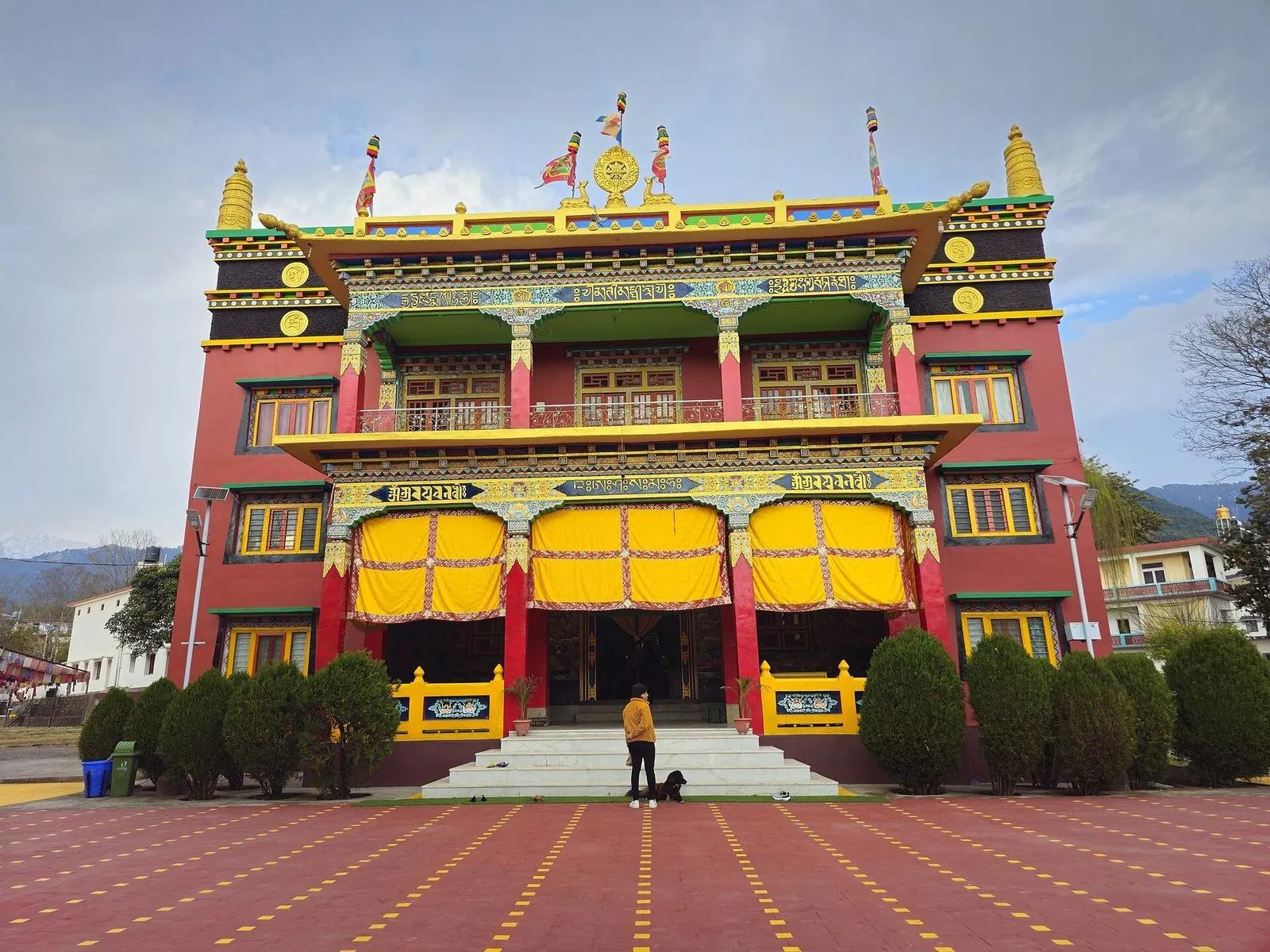 Chokling Monastery in the Bir Tibetan Colony, Chowgan ward, with golden stupa and Tibetan-style facade
