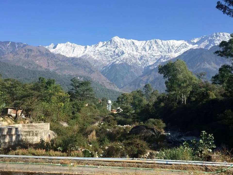 Snow-capped Dhauladhar mountain range seen from Dharamshala, Himachal Pradesh