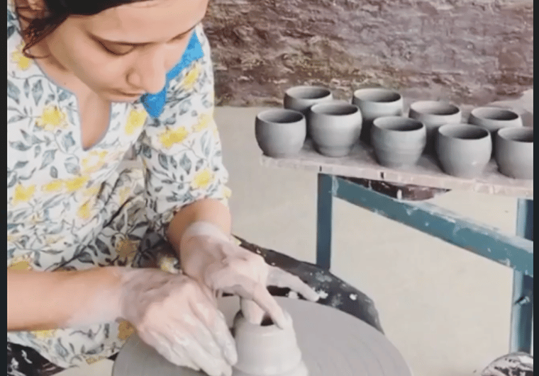 A Beginner's throw at Pottery