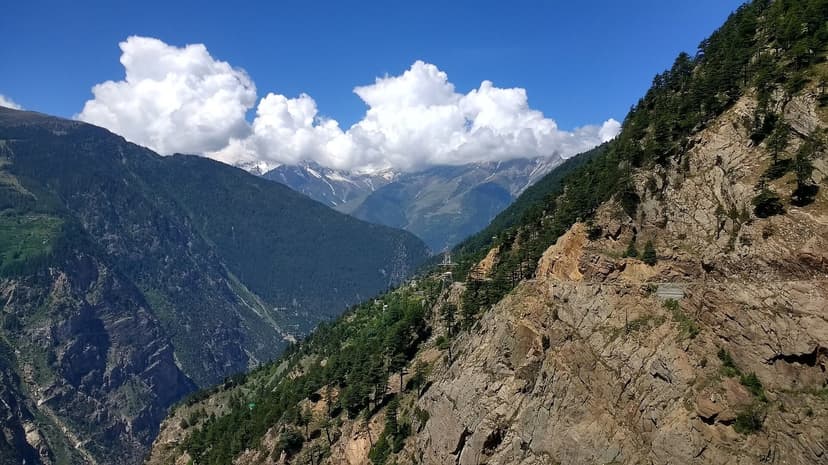 The vertical cliffs above the Kalpa Roghi road in Kinnaur
