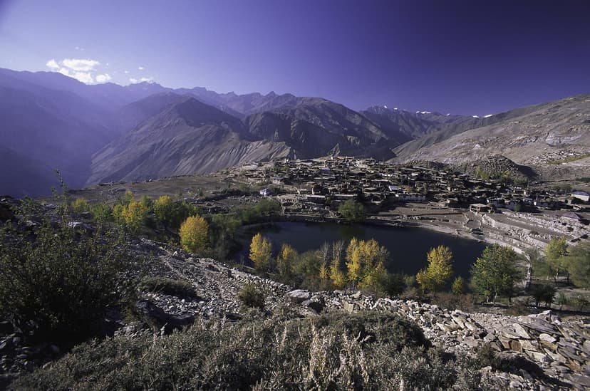 The near-silent high-altitude village of Nako beside its small lake in the cold desert of Kinnaur