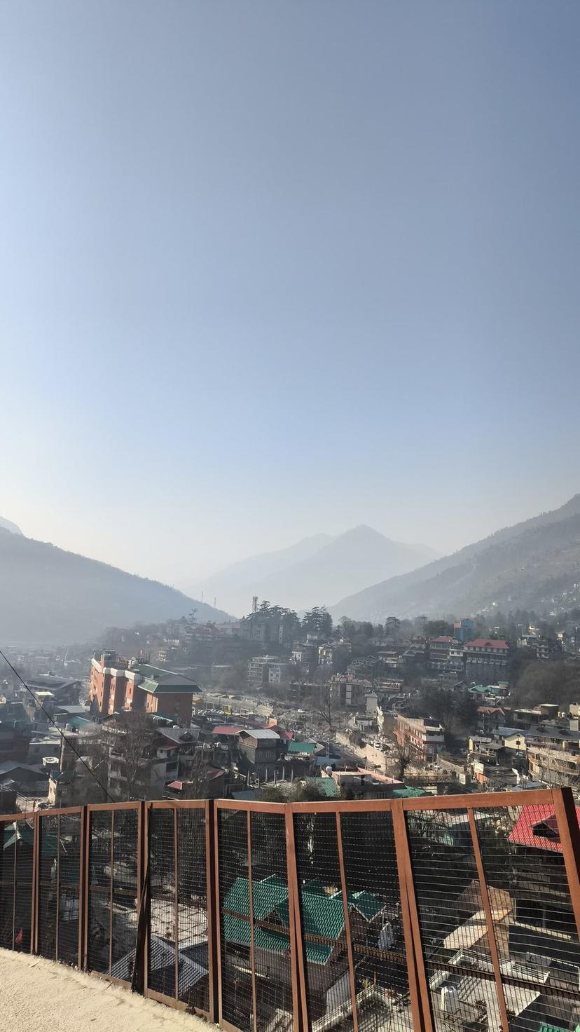 Kullu town with market area and valley